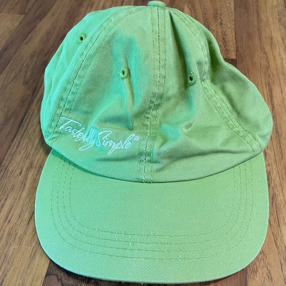 Tastefully Simple Hat Lime Green Cotton Dad Cap Adjustable Mens Womens OSFA HTT